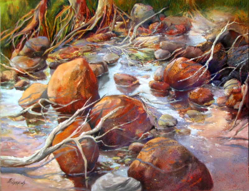 Backwater Sticks and Stones by artist Rae Andrews